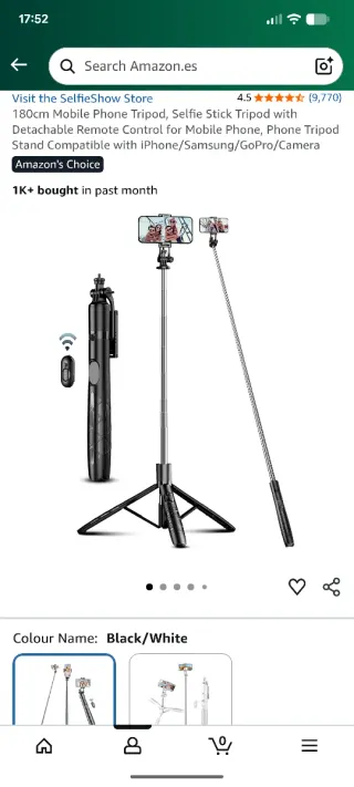 Trípode para móvil hasta 180cm con control remoto