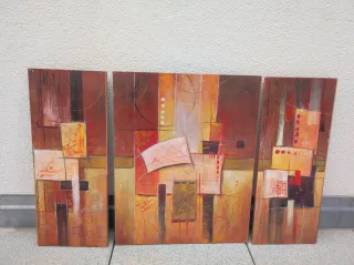 Set di 3 quadri astratti in legno