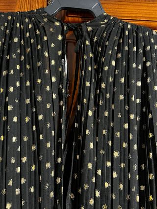 Vestido Zara Negro con Lunares Dorados Talla XS