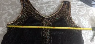 Vestido Charleston Negro Dorado Nuevo Elástico