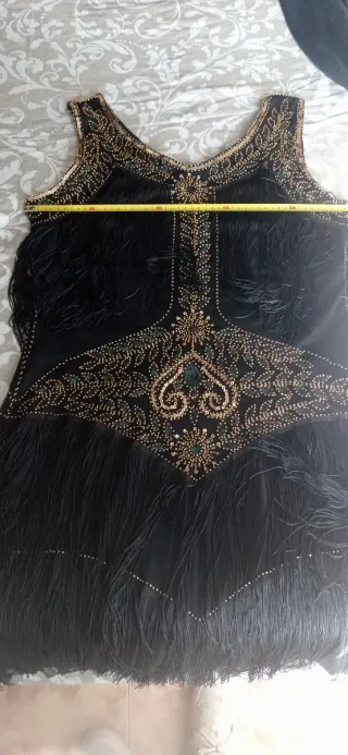 Vestido Charleston Negro Dorado Nuevo Elástico