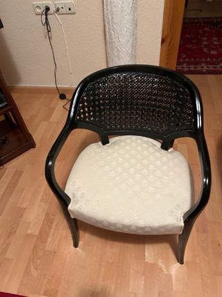 Poltrona in tessuto e rattan nero o due