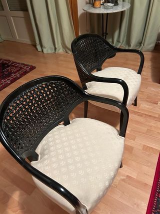 Poltrona in tessuto e rattan nero o due