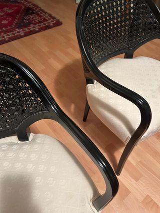 Poltrona in tessuto e rattan nero o due