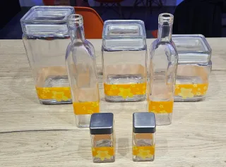 Set contenitori in vetro decorati