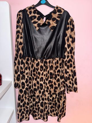 Vestido Leopardo Negro y Marrón Talla XL