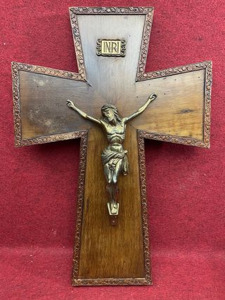 Crucifijo Antiguo Madera y Metal