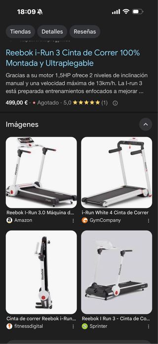 Cinta de correr Reebok I-RUN,  mejor ver, sin uso