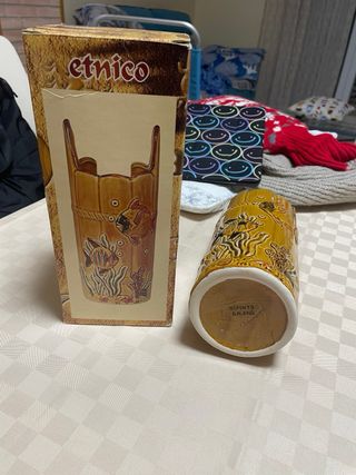 Porta bicchieri etnico ceramica pesci.