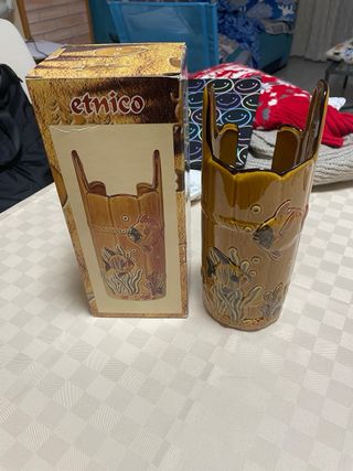 Porta bicchieri etnico ceramica pesci.