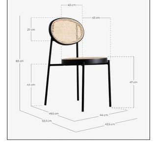 2 Sillas Comedor Ratán Natural Negro/Marrón
