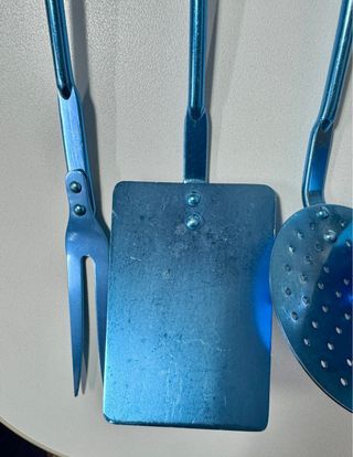 Set Utensilios Cocina Vintage Azul Metal