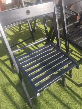 6 Sedie in legno pieghevoli nere come nuove