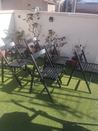 6 Sedie in legno pieghevoli nere come nuove