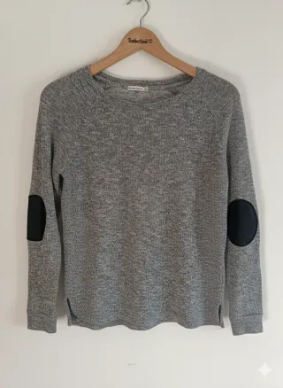 Jersey Stradivarius gris jaspeado con coderas