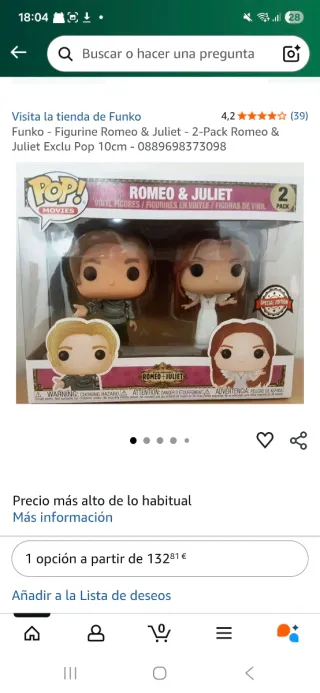 Funko Pop Romeo y Julieta