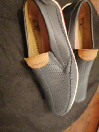 Zapatos Piel Azul  Hombre, auténtica piel, mocasin