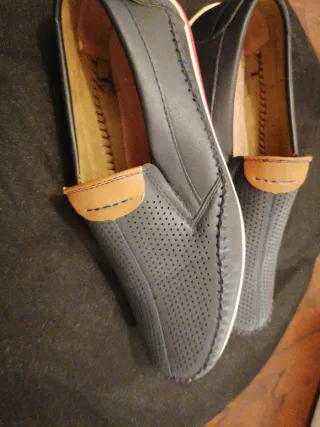 Zapatos Piel Azul  Hombre, auténtica piel, mocasin