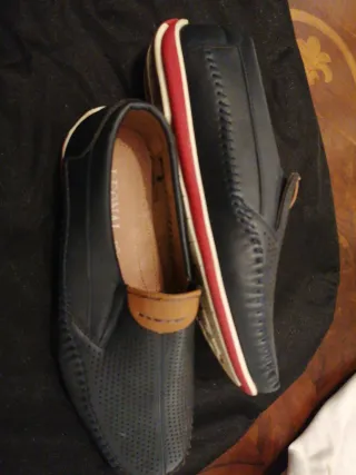 Zapatos Piel Azul  Hombre, auténtica piel, mocasin