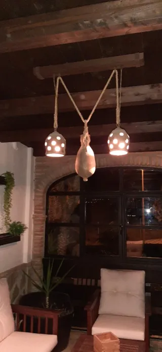 Lámpara de techo rústica de terracota
