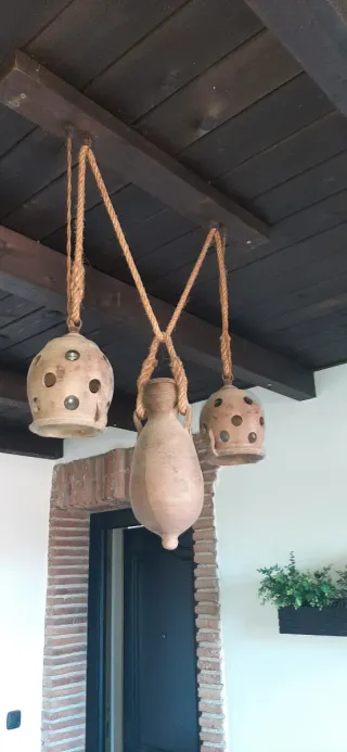 Lámpara de techo rústica de terracota