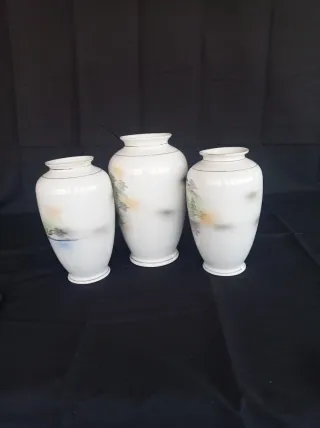 Set 3 vasi porcellana giapponese dipinti a mano