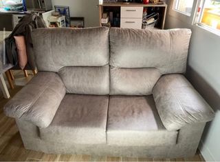 Sofá de 2 plazas beige/gris