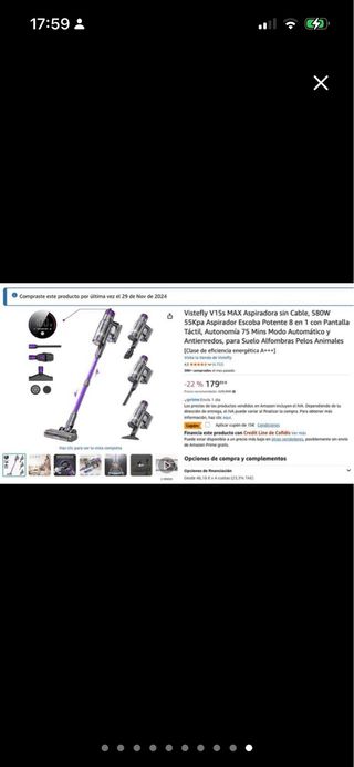 Aspiradora Vistefly V15s Max sin cable