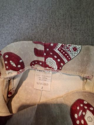 Falda Vintage Beige y Roja Talla S