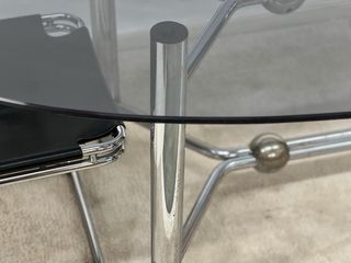 Mesa ovalada cristal Space Age años 70