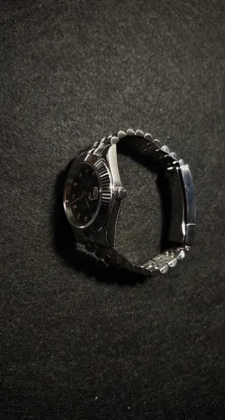Seiko Mod Datejust NH35 Negro/Plata