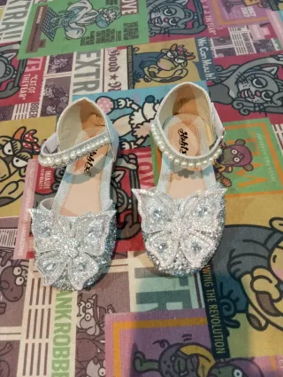 Zapatos Princesa Plata Talla 28