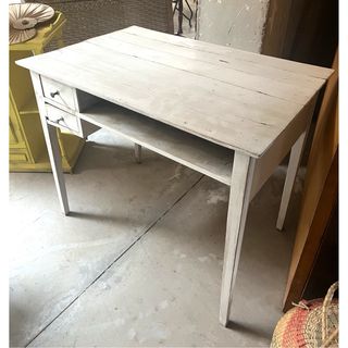 Escritorio blanco madera + silla lacada blanca