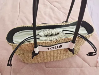 Bolso Tous Rafia Beige y Negro