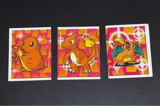 Stickers trio ev Charmander, Charmeleon, Charizard