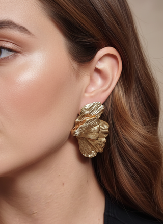 Pendientes mujer hoja Dorada