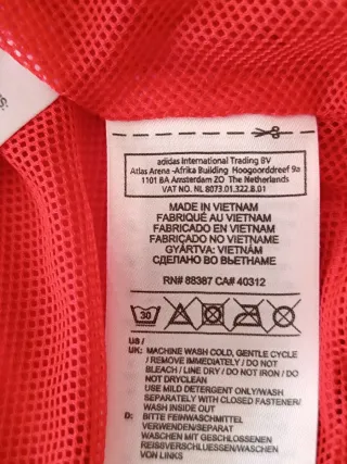 Chaqueta con capucha unisex Adidas Talla 16 Roja