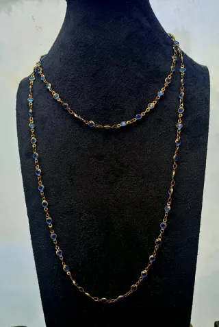 Collar de 2 capas con Cristales Azules.
