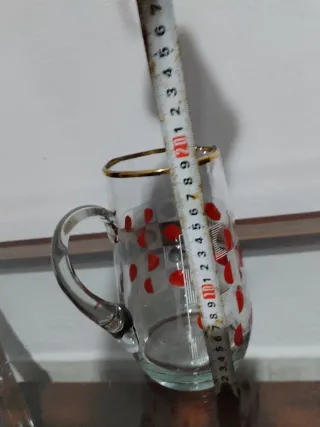 Jarra cristal vintage dorada y roja