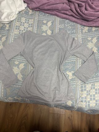 Top gris manga larga