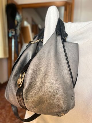 Bolso Furla Gris y Negro - Vintage - piel
