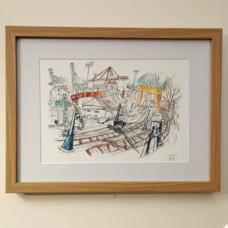 Ilustración Original de puerto industrial