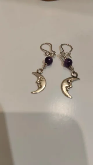 Pendientes de plata con luna y amatista