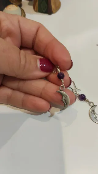 Pendientes de plata con luna y amatista