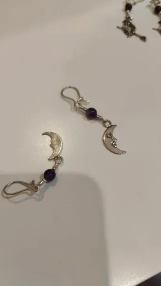 Pendientes de plata con luna y amatista