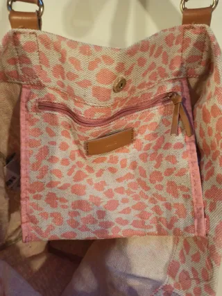 Bolso Lino Animal Print en tonos Coral. Mango