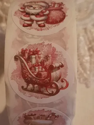 Rolo 500 etiquetas Natal p/ envios e presentes