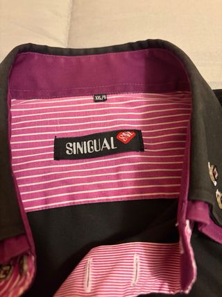 Camisa SINIGUAL Negra y Rosa Hombre Talla XXL