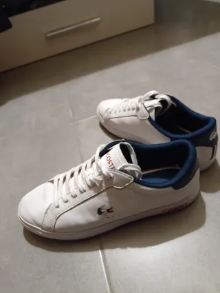 Zapatillas Lacoste Hombre Blancas y Azules
