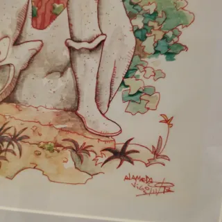 Reproducción enmarcada de estatua en la alameda